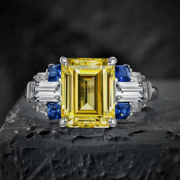 🎁 The Litsa Art Deco Sapphire Diamond 925 Silver Ring - Picture 1 of 11